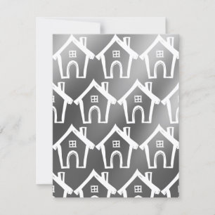 Little White Houses Silver Gray New Address Card Einladung