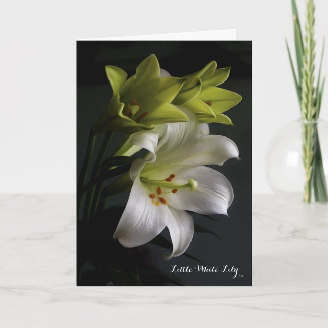 Little White Lily Gedicht Karte (Vorderseite)