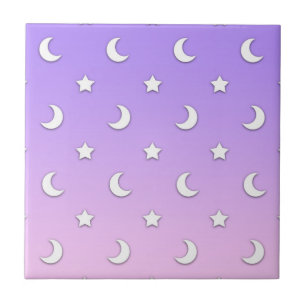 Little White Stars and Moons Pattern Fliese