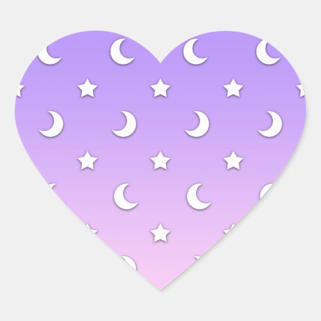Little White Stars and Moons Pattern Herz-Aufkleber (Vorderseite)