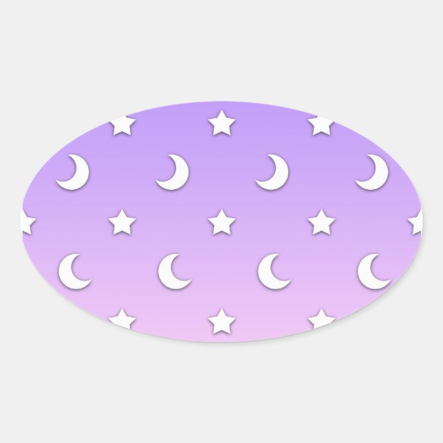 Little White Stars and Moons Pattern Ovaler Aufkleber (Vorderseite)