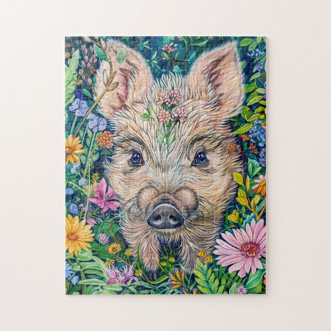 Little Wild Boar in Blume Meadow Puzzle (Vertikal)