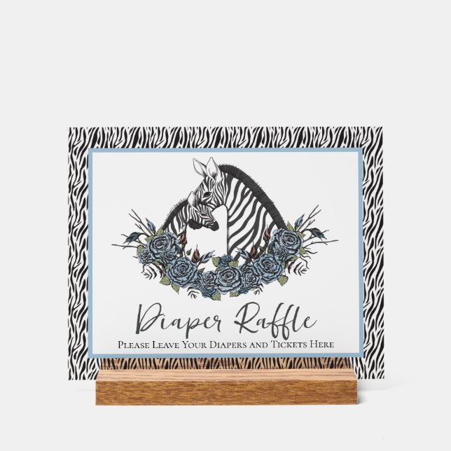 Little Wild One Diaper Raffle Boy Baby Shower Sign Acrylschild (Vorderseite)