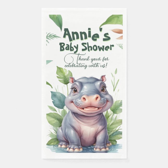 Little Wild One: Moderne floral Safari Baby Dusche Serviette (Vorderseite)