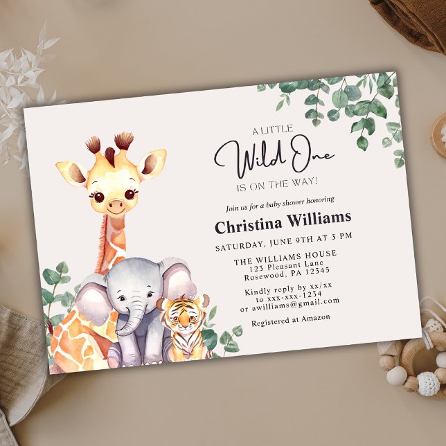 Little Wild One Safari Animals Baby Dusche Einladung (Von Creator hochgeladen)