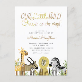 Little Wild One Safari Animals Baby Dusche Einladungspostkarte