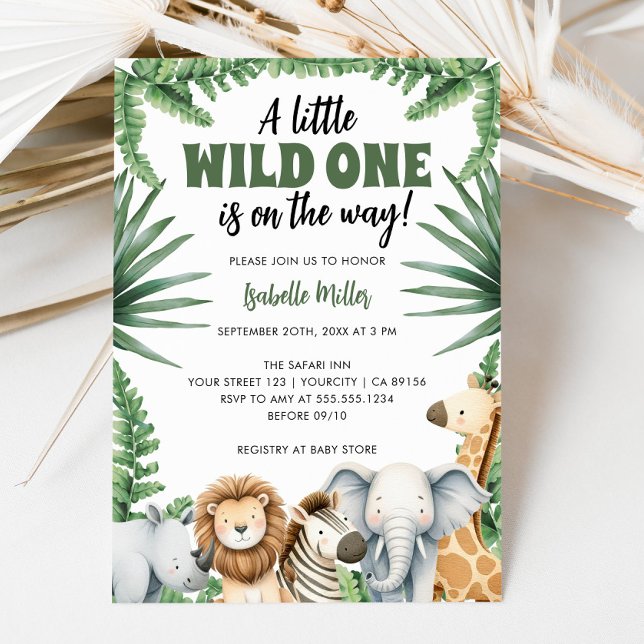 Little Wild One Safari Animals Boy Baby Dusche Einladung (Little Wild One Safari Animals Boy Baby Shower Invitation)