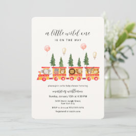 Little Wild One Safari Animals Train Baby Shower Einladung