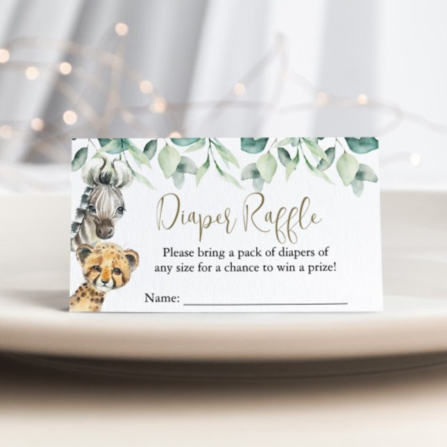 Little Wild One Safari Baby Dusche Windeln Raffle Begleitkarte (Diaper Raffle Cards)