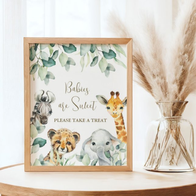 Little Wild One Safari Baby Shower bevorzugt Schil Poster (Babies are Sweet, Please Take A Treat Favors Sign)