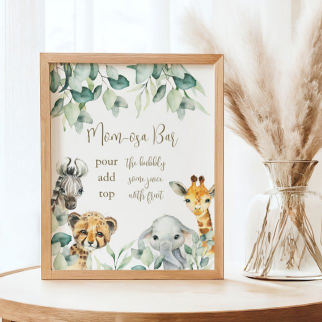 Little Wild One Safari Baby Shower Mama-osa Bar Poster (Mom-osa Bar Sign)