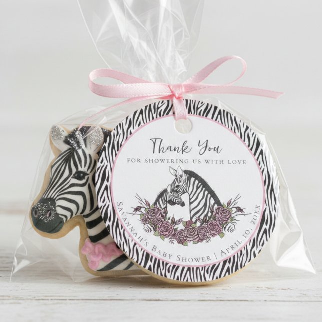 Little Wild One Zebra Baby Shower Safari Thank You Geschenkanhänger (Zebra Thank You Favor Tags for  A Little Wild One is on the Way Baby Shower for Baby Girl)