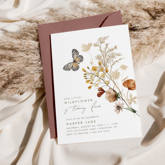 Little Wildblume Butterfly Floral Girls Geburtstag Einladung (Von Creator hochgeladen)