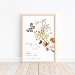 Little Wildblume Butterfly Floral Girls Geburtstag Poster