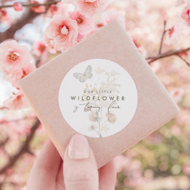 Little Wildblume Butterfly Floral Girls Gefallen Runder Aufkleber (Von Creator hochgeladen)