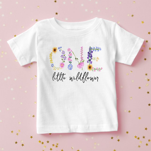 Little Wildblume First Birthday Baby Girl T-shirt (Little Wildflower First Birthday Baby Girl Baby T-Shirt)