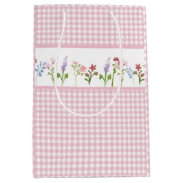 Little Wildblume Pink Gingham Karo Geschenktasche Mittlere Geschenktüte