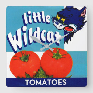 Little Wildcat tomatoes crate label Quadratische Wanduhr