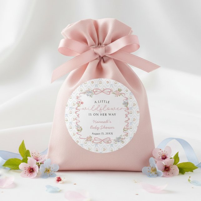 Little Wildflower Baby Shower  Runder Aufkleber (Von Creator hochgeladen)