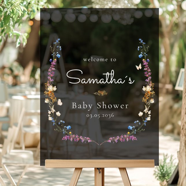Little Wildflower Boho Dream - Baby Shower  Acrylschild (Little Wildflower Boho Dream - Baby Shower Custom Welcome Acrylic Sign with your Name & Date.)
