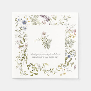 Little Wildflower Florale Geburtstagsfeier Serviette