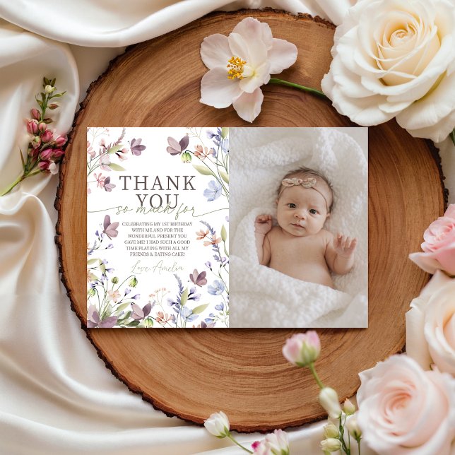 Little Wildflower Photo Thank You Card Einladung (Von Creator hochgeladen)