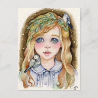 Little Willow - Whimsical Girl Art Postcard Postkarte