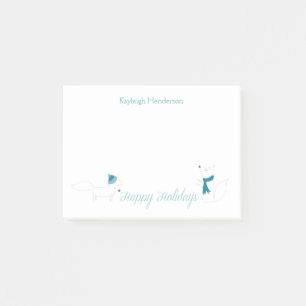 Little Winter Foxes Happy Holidays Personalisiert Post-it Klebezettel