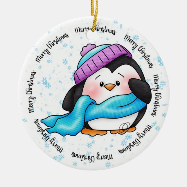 Little Winter Pepa Penguin Weihnachtsdekoration Keramikornament (Vorne)