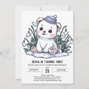Little Winter Polar Bear Digital Geburtstag Einladung