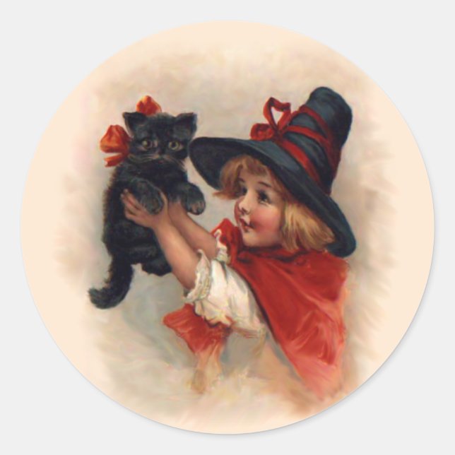 Little Witch Girl Runder Aufkleber (Vorderseite)