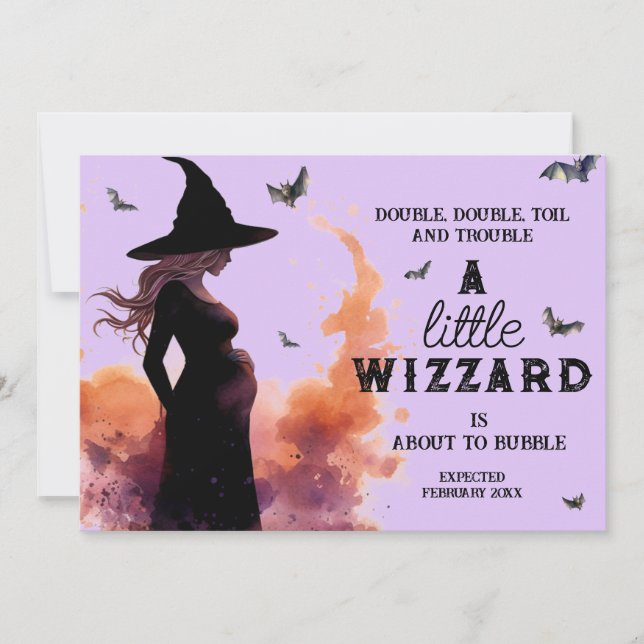 Little WIzzard Halloween Custom Foto Pregnancy Ankündigung (Vorderseite)