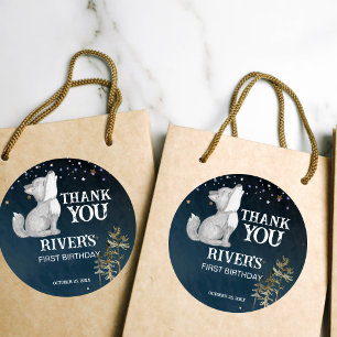 Little Wolf Geburtstagsparty Gefallen Danke Runder Aufkleber