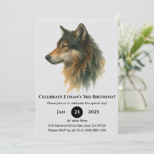Little Wolf Watercolor Geburtstag Einladung