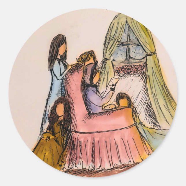 Little Women Reading Letter Sticker (Vorderseite)