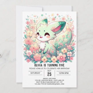 Little Woodland Fox Digital Geburtstag Einladung