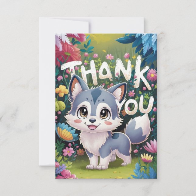 Little Woodland Wolf Dankeskarte (Vorderseite)