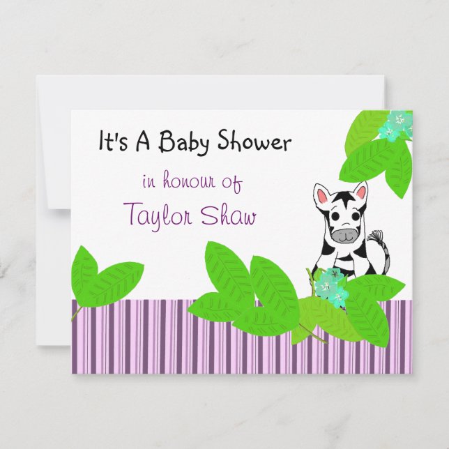 Little Zebra Baby Shower Einladung (Vorderseite)