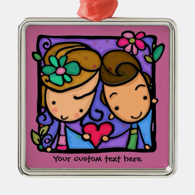 LittleGirlie erste Liebe-Gewohnheitsverzierung Silbernes Ornament (Vorne)