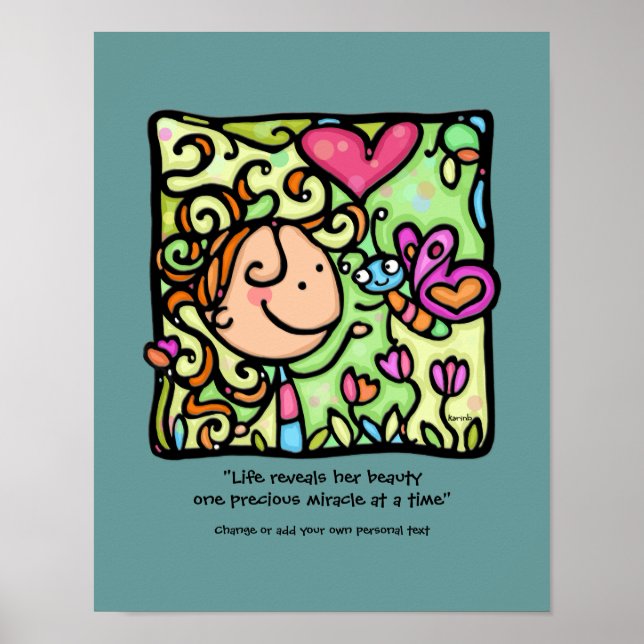 LittleGirlie Lieben ihren Butterfly.CUSTOMTealdruc Poster (Vorne)