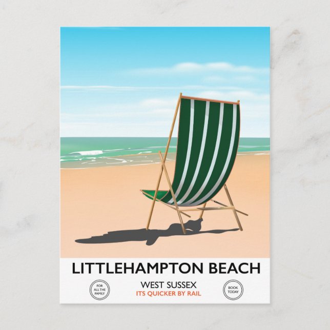 Littlehampton Beach East Sussex Reiseplakat Postkarte (Vorderseite)