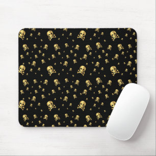 Littles Gold Piratenschädel auf schwarzem Hintergr Mousepad