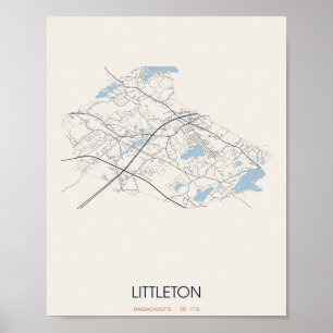 Littleton Massachusetts Straßenkarte Poster