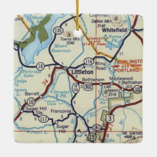 Littleton NH Vintag Map Keramikornament