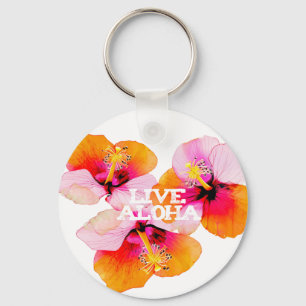 Live Aloha Hibiskus Florale Tropische Blumen Hawai Schlüsselanhänger