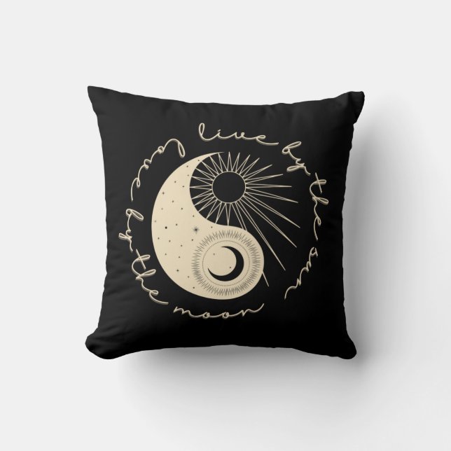 Live by Sun Liebe by Moon Celestial Black  Kissen (Vorderseite)