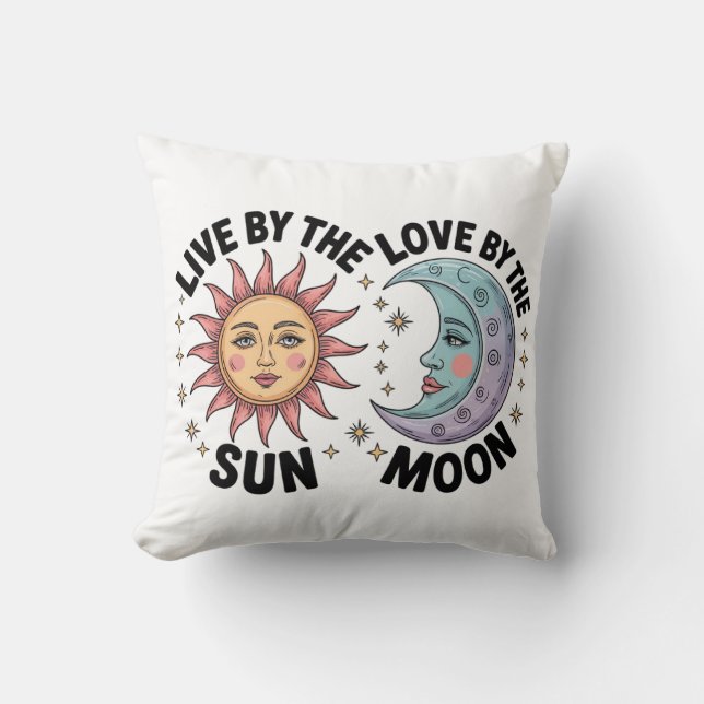 Live by the Sun Love by the Moon Retro Tote Bag Kissen (Vorderseite)