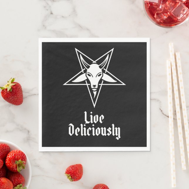 Live Delicious Black Phillip Baphomet Luncheon Serviette (Beispiel)