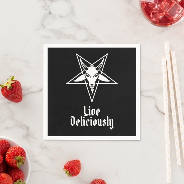 Live Delivery Black Phillip Baphomet Cocktail Serviette (Beispiel)