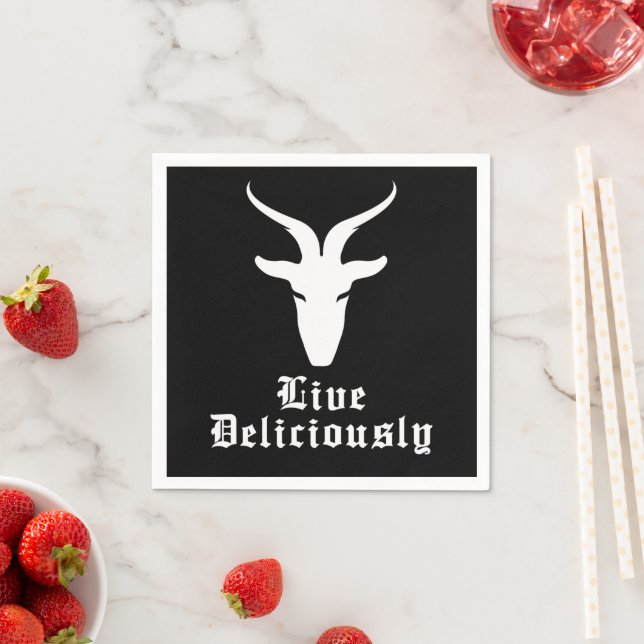 Live Delivery Black Phillip Cocktail Serviette (Beispiel)